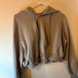 Gray Cropped Hoodie